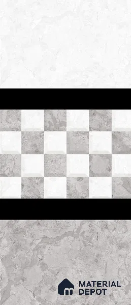 TL 02421 D Highlighter 2 Ash Grey & White 18 x 12 inch Glossy Finish Ceramic Wall Tile - 7 mm