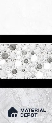 TL 02424 A Highlighter 1 Ice White & Grey 18 x 12 inch Glossy Finish Ceramic Wall Tile - 7 mm
