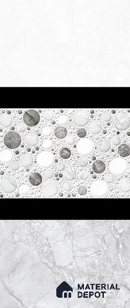 TL 02424 A Highlighter 1 Ice White & Grey 18 x 12 inch Glossy Finish Ceramic Wall Tile - 7 mm