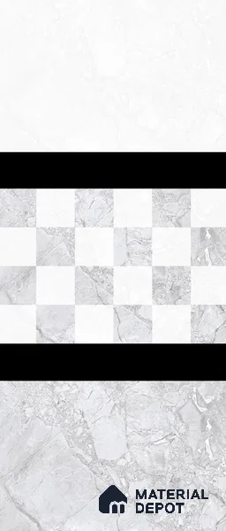TL 02424 C Highlighter 2 Light Grey & White 18 x 12 inch Glossy Finish Ceramic Wall Tile - 7 mm