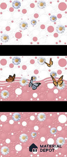 TL 02426 C Highlighter Red & White 18 x 12 inch Glossy Finish Ceramic Wall Tile - 7 mm