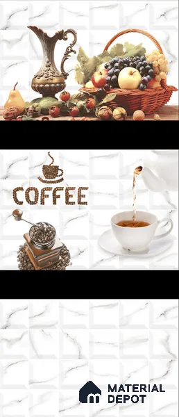 TL 02431 B Highlighter 2 Ice White & Coffee 18 x 12 inch Glossy Finish Ceramic Wall Tile - 7 mm