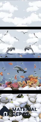 TL 02435 A Light Sky Blue & White 18 x 12 inch Glossy Finish Ceramic Wall Tile - 7 mm