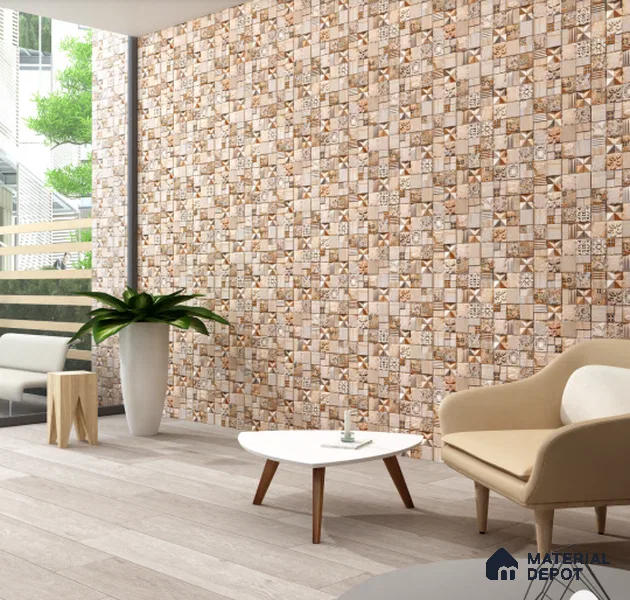 Stone Elevation Wall Tile TL 04276 C Bonzer Brown 2 ft x 1 ft Matte Finish Ceramic Tile - 10 mm | Suitable For Modern Facades, Outdoor Cladding & Feature Wall