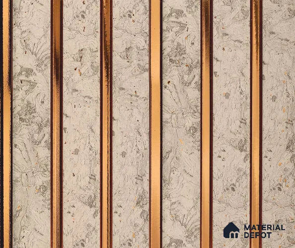 Cream Marble Louver PN 06038 8 ft x 4.9 inch Charcoal Panel - 12 mm | Suitable for Feature Wall, TV Unit & Living Room | Width is Subjected to 5% Variation