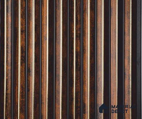 Brown Patterned Louver PN 06042 8 ft x 4.9 inch Charcoal Panel - 12 mm | Suitable for Feature Wall, TV Unit & Living Room | Width is Subjected to 5% Variation