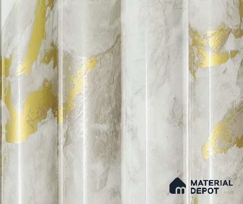 White Marble Louver PN 06066 8 ft x 4.9 inch Charcoal Panel - 12 mm | Suitable for Feature Wall, TV Unit & Living Room | Width is Subjected to 5% Variation