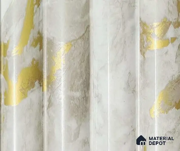 White Marble Louver PN 06066 8 ft x 4.9 inch Charcoal Panel - 12 mm | Suitable for Feature Wall, TV Unit & Living Room | Width is Subjected to 5% Variation