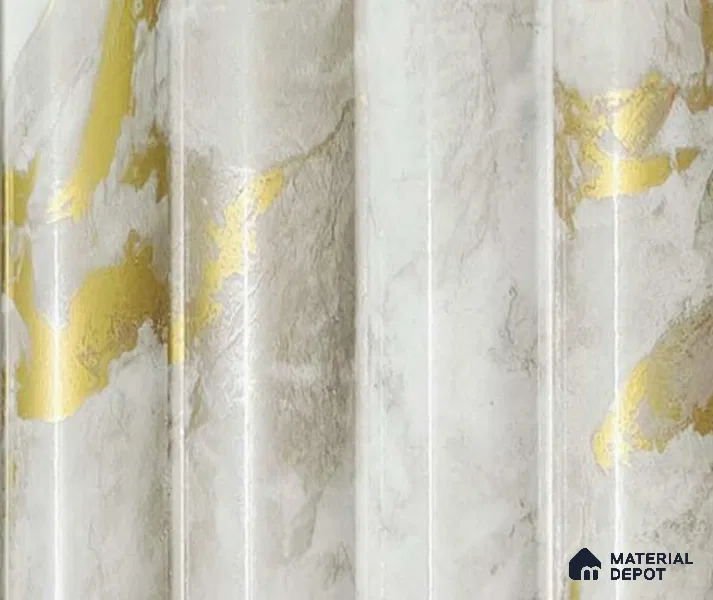White Marble Louver PN 06066 8 ft x 4.9 inch Charcoal Panel - 12 mm | Suitable for Feature Wall, TV Unit & Living Room | Width is Subjected to 5% Variation