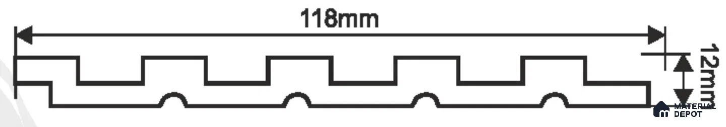 Brown Wooden Louver PN 00861 8 ft x 4.6 inch Charcoal Panel - 12 mm | Suitable for Feature Wall, TV Unit & Living Room | Width is Subjected to 5% Variation