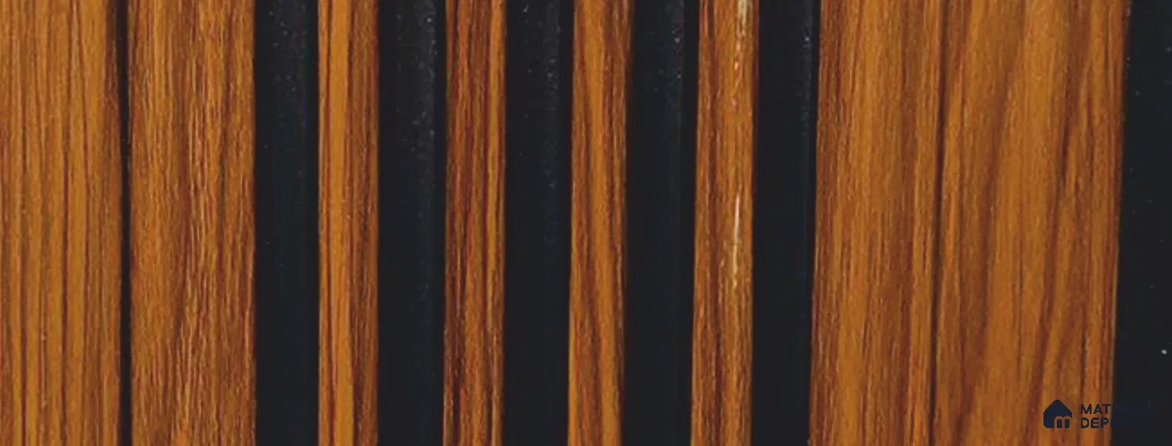 Brown Wooden Louver PN 05948 8 ft x 7.9 inch Charcoal Panel - 12 mm | Suitable for Feature Wall, TV Unit & Living Room | Width is Subjected to 5% Variation