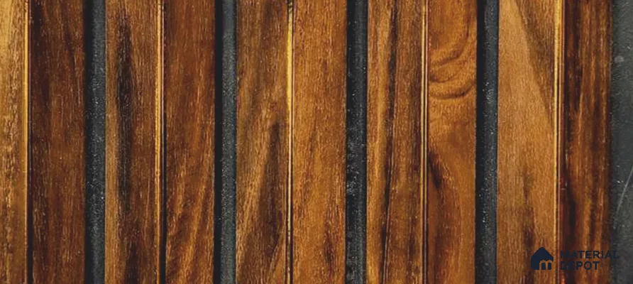 Brown Wooden Louver PN 05951 8 ft x 7.9 inch Charcoal Panel - 12 mm | Suitable for Feature Wall, TV Unit & Living Room | Width is Subjected to 5% Variation