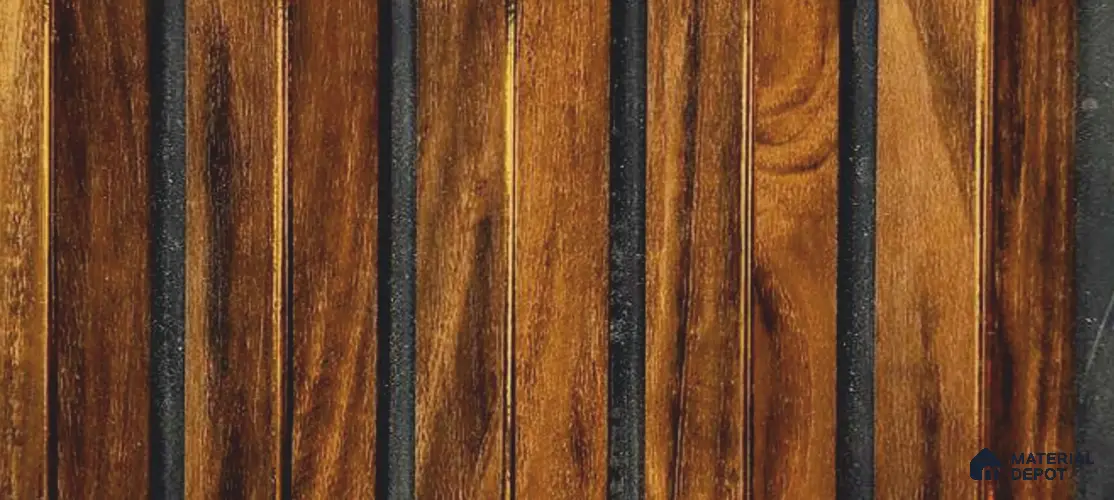 Brown Wooden Louver PN 05951 8 ft x 7.9 inch Charcoal Panel - 12 mm | Suitable for Feature Wall, TV Unit & Living Room | Width is Subjected to 5% Variation