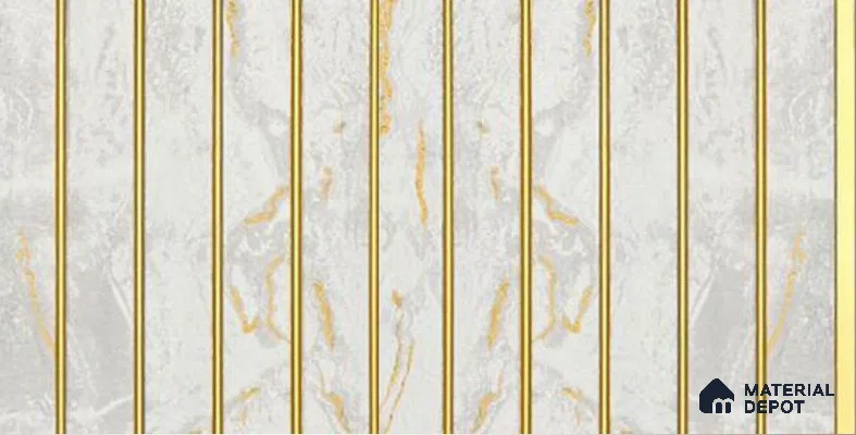 White Marble Louver PN 05942 8 ft x 7.9 inch Charcoal Panel - 12 mm | Suitable for Feature Wall, TV Unit & Living Room | Width is Subjected to 5% Variation