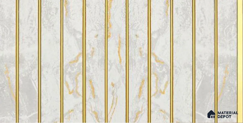 White Marble Louver PN 05942 8 ft x 7.9 inch Charcoal Panel - 12 mm | Suitable for Feature Wall, TV Unit & Living Room | Width is Subjected to 5% Variation