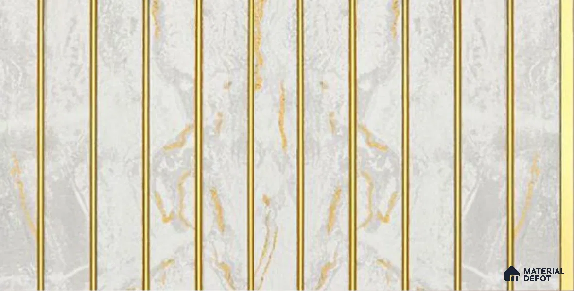 White Marble Louver PN 05942 8 ft x 7.9 inch Charcoal Panel - 12 mm | Suitable for Feature Wall, TV Unit & Living Room | Width is Subjected to 5% Variation