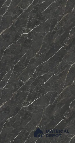 Black Marble Look LM 05147 8 ft x 4 ft Texture Finish Decorative Laminate - 0.8 mm | Suitable for TV Unit, Wardrobe, Kitchen Cabinets