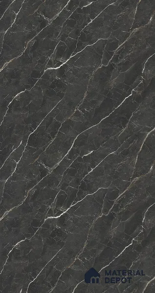 Black Marble Look LM 05113 8 ft x 4 ft High Gloss Finish Decorative Laminate - 0.8 mm | Suitable for TV Unit, Wardrobe, Kitchen Cabinets