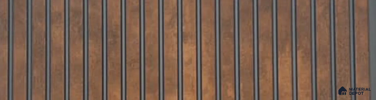 Brown Wooden Louver PN 05998 8 ft x 12 inch Charcoal Panel - 7 mm | Suitable for Feature Wall, TV Unit & Living Room | Width is Subjected to 5% Variation