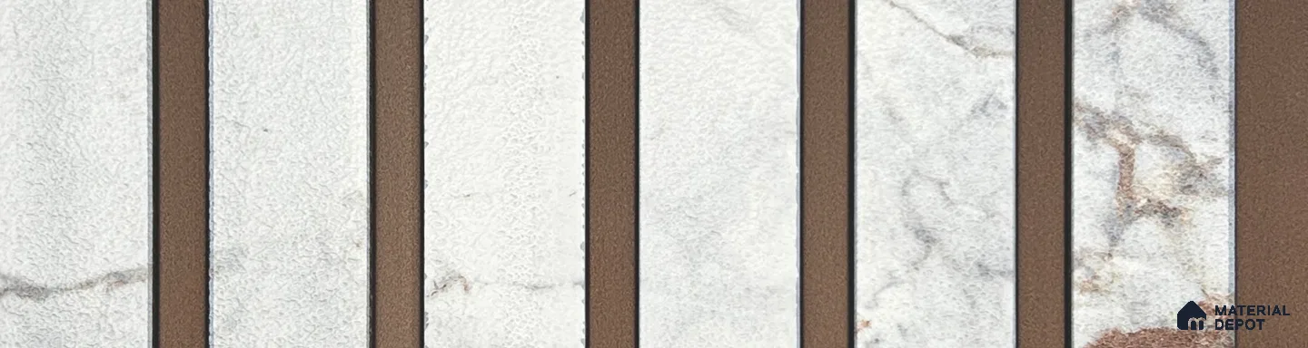 White Marble Louver PN 06011 8 ft x 12 inch Charcoal Panel - 7 mm | Suitable for Feature Wall, TV Unit & Living Room | Width is Subjected to 5% Variation