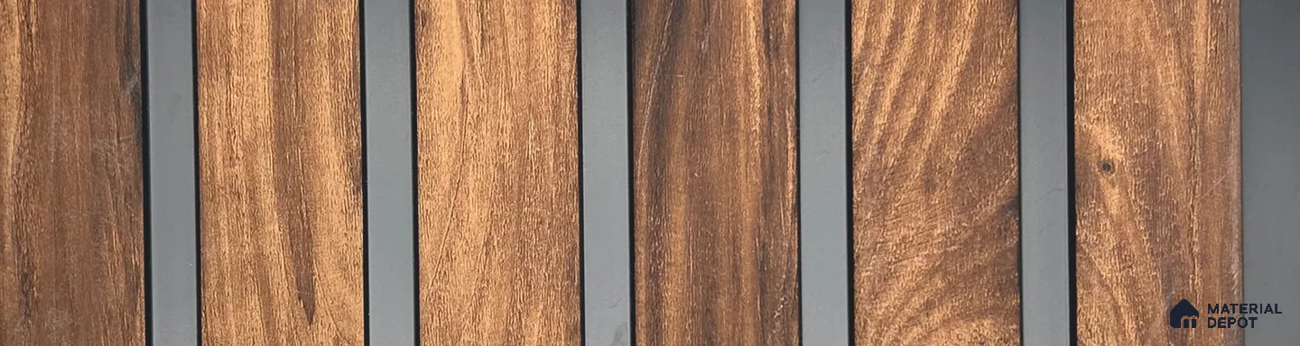 Brown Wooden Louver PN 06013 8 ft x 12 inch Charcoal Panel - 7 mm | Suitable for Feature Wall, TV Unit & Living Room | Width is Subjected to 5% Variation