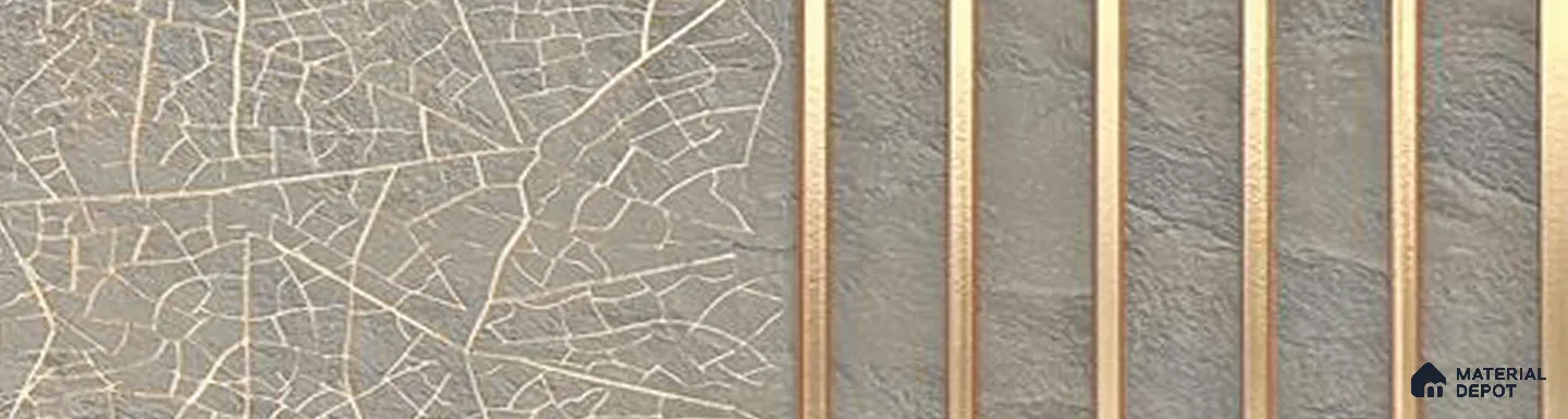 Grey Patterned Louver PN 06014 8 ft x 12 inch Charcoal Panel - 7 mm | Suitable for Feature Wall, TV Unit & Living Room | Width is Subjected to 5% Variation