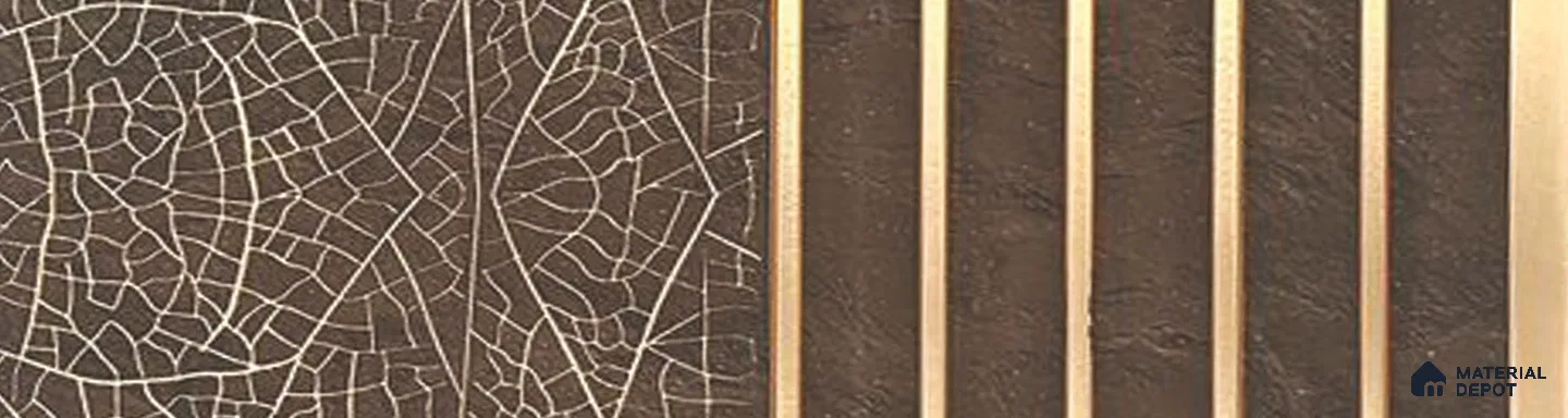 Brown Patterned Louver PN 06015 8 ft x 12 inch Charcoal Panel - 7 mm | Suitable for Feature Wall, TV Unit & Living Room | Width is Subjected to 5% Variation
