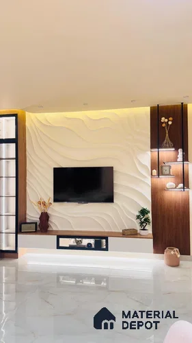 Duco Paintable 3D Ripple Feature Wall 8.6 ft x 8.6 ft CNC Made HDHMR - 25 mm