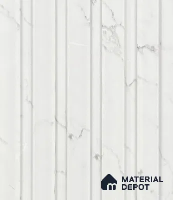 White Marble Louver PN 05967 8 ft x 4.4 inch Charcoal Panel - 7 mm | Suitable for Feature Wall, TV Unit & Living Room | Width is Subjected to 5% Variation