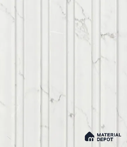 White Marble Louver PN 05967 8 ft x 4.4 inch Charcoal Panel - 7 mm | Suitable for Feature Wall, TV Unit & Living Room | Width is Subjected to 5% Variation