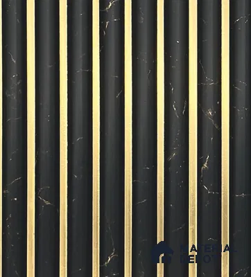 Black Marble Louver PN 05977 8 ft x 4.7 inch Charcoal Panel - 7 mm | Suitable for Feature Wall, TV Unit & Living Room | Width is Subjected to 5% Variation