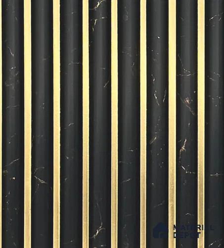 Black Marble Louver PN 05977 8 ft x 4.7 inch Charcoal Panel - 7 mm | Suitable for Feature Wall, TV Unit & Living Room | Width is Subjected to 5% Variation