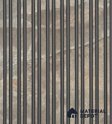 Multi Colour Stone Louver PN 05973 8 ft x 4.7 inch Charcoal Panel - 7 mm | Suitable for Feature Wall, TV Unit & Living Room | Width is Subjected to 5% Variation