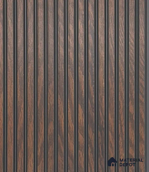 Brown Wooden Louver PN 05962 8 ft x 4.4 inch Charcoal Panel - 7 mm | Suitable for Feature Wall, TV Unit & Living Room | Width is Subjected to 5% Variation