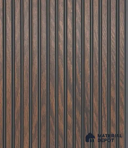 Brown Wooden Louver PN 05962 8 ft x 4.4 inch Charcoal Panel - 7 mm | Suitable for Feature Wall, TV Unit & Living Room | Width is Subjected to 5% Variation