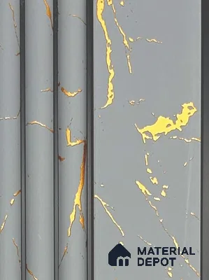 Grey Marble Louver PN 05982 8 ft x 3.8 inch Charcoal Panel - 7 mm | Suitable for Feature Wall, TV Unit & Living Room | Width is Subjected to 5% Variation