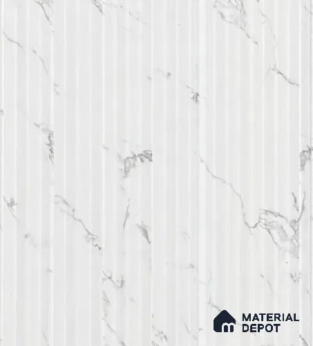 White Marble Louver PN 05979 8 ft x 4.7 inch Charcoal Panel - 7 mm | Suitable for Feature Wall, TV Unit & Living Room | Width is Subjected to 5% Variation