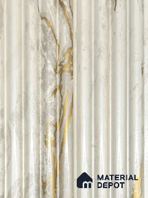 White Marble Louver PN 05985 8 ft x 3.8 inch Charcoal Panel - 7 mm | Suitable for Feature Wall, TV Unit & Living Room | Width is Subjected to 5% Variation