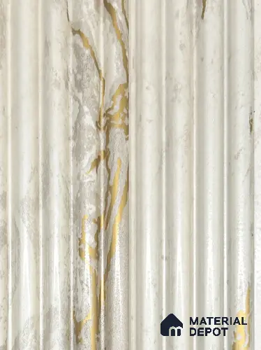 White Marble Louver PN 05985 8 ft x 3.8 inch Charcoal Panel - 7 mm | Suitable for Feature Wall, TV Unit & Living Room | Width is Subjected to 5% Variation
