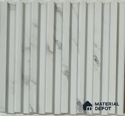 White Marble Look PN 07881 9.5 ft x 5 inch Charcoal Panel/Louver - 11 mm