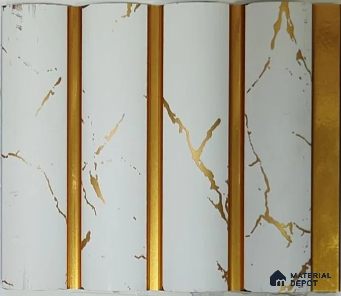 White Marble Look PN 07885 9.5 ft x 5 inch Charcoal Panel/Louver - 11 mm