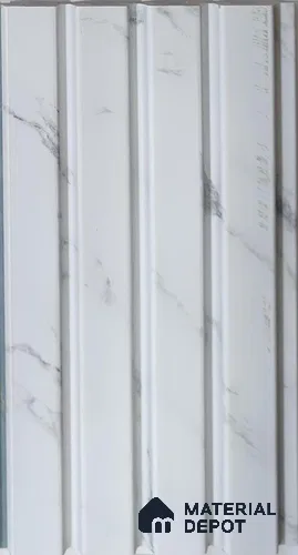 White Marble Look PN 07894 9.5 ft x 5 inch Charcoal Panel/Louver - 11 mm