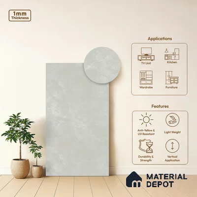 LM 01201 Iceland Grey 8 ft x 4 ft Texture Finish Laminates - 1 mm  | Suitable for TV Unit, Wardrobe, Kitchen Cabinets