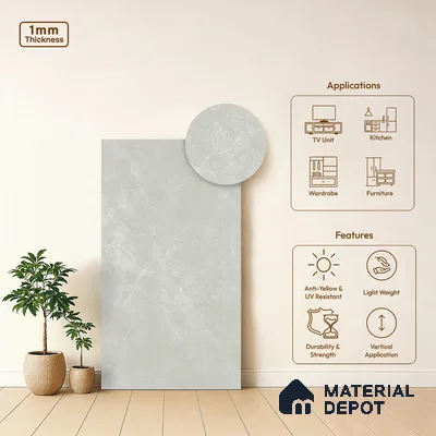 LM 01202 Iceland Grey 8 ft x 4 ft Super Matte Finish Laminates - 1 mm  | Suitable for TV Unit, Wardrobe, Kitchen Cabinets