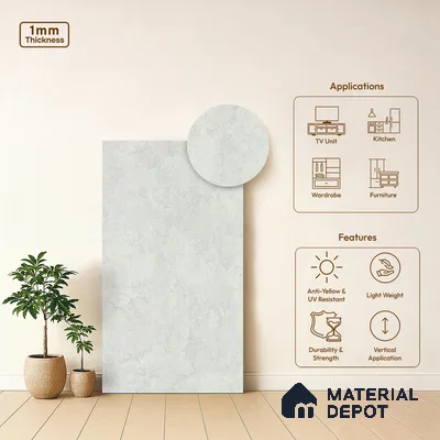 Stone Look LM 01204 Tokyo Serene 8 ft x 4 ft Texture Finish Laminates - 1 mm  | Suitable for TV Unit, Wardrobe, Kitchen Cabinets