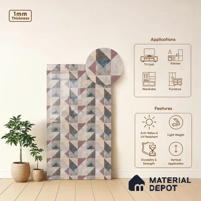 LM 01211 Chalet Maple 8 ft x 4 ft High Gloss Finish Laminates - 1 mm  | Suitable for TV Unit, Wardrobe, Kitchen Cabinets