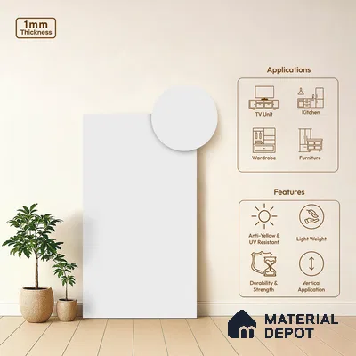 LM 01344 Nickel Grey 8 ft x 4 ft Super Matte Finish Decorative Laminate - 1 mm  | Suitable for Living Room, Kitchen, Office