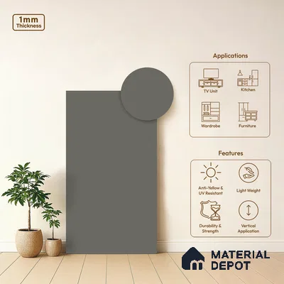 LM 01346 Mud Ash 8 ft x 4 ft Super Matte Finish Decorative Laminate - 1 mm  | Suitable for Living Room, Kitchen, Office
