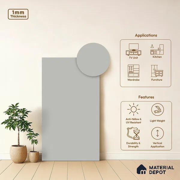 LM 01350 Dust 8 ft x 4 ft Super Matte Finish Decorative Laminate - 1 mm  | Suitable for Living Room, Kitchen, Office