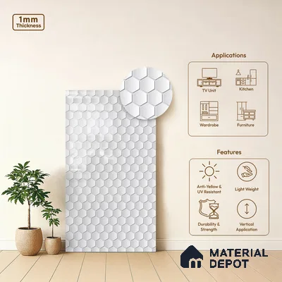 LM 01359 Meridian Pine 8 ft x 4 ft High Gloss Finish Decorative Laminate - 1 mm  | Suitable for TV Unit, Wardrobe, Kitchen Cabinets